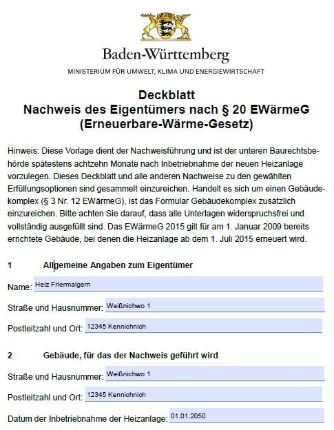 EWärmeG Nachweis Altensteig
